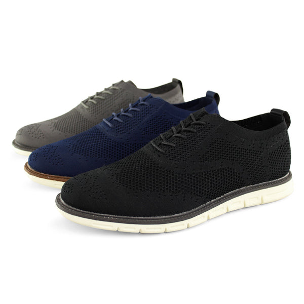 Mens Classic Lace-up Oxfords Knit Dress Shoes