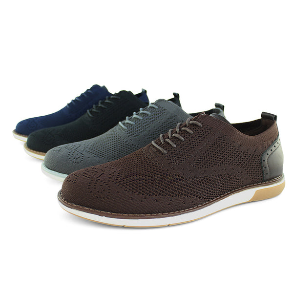 Mens Casual Oxfords Walking Lace-up Knit Shoes